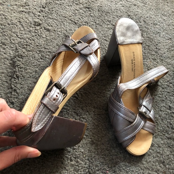 Dries Van Noten Metallic Block Heel Sandal 39.5 - Picture 6 of 14